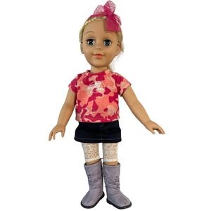 Paradise Kids 18" Doll Bass Pro Shops Outfit Blonde‎ Hair Blue Eyes Bow 2012